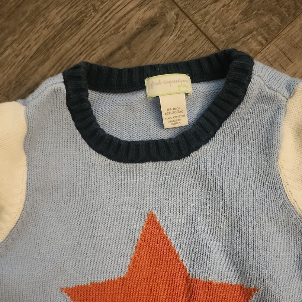 First Impression Kids Blue Star Sweater 24 Months‎ - Picture 2 of 2